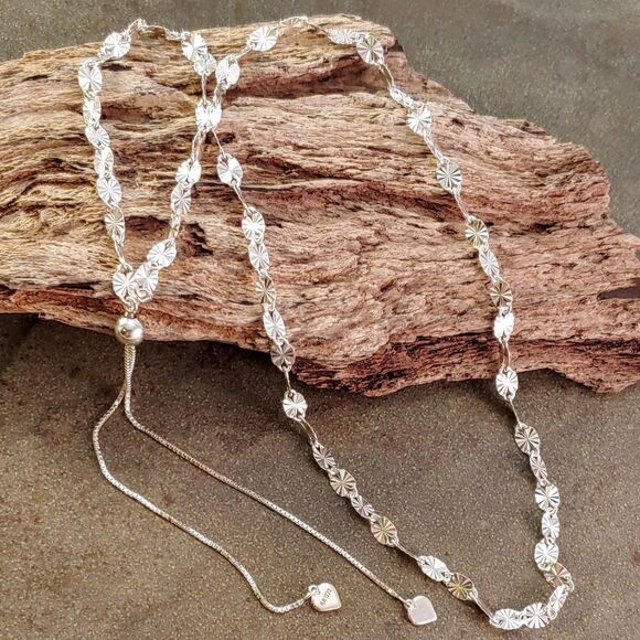 KA 1992 Italy Sterling Starburst Link Necklace - Picture 2 of 5